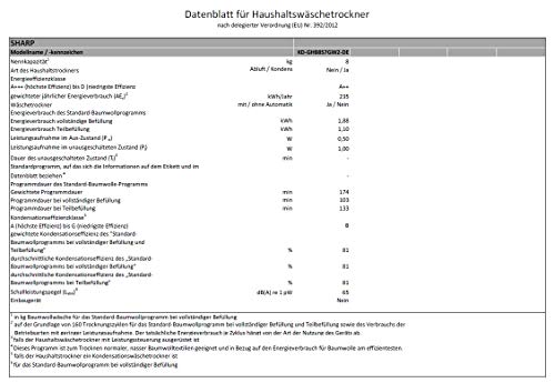 Sharp KD-GHB8S7GW2-DE Wärmepumpentrockner (A++) - 5
