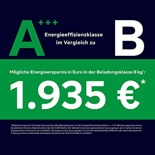 Siemens WT47R440 Wärmepumpentrockner für 8 kg Wäsche, iQ500, A+++, 176 kWh/Jahr, speedPack, autoDry, Outdoor-Programm, Weiß - 7