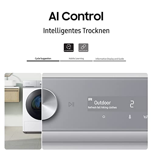 Samsung DV90BB9445GBS2 Bespoke Wärmepumpentrockner, 9 kg, AI Dry - intelligentes Automatikprogramm, QuickDrive, AI Control, Super Speed und Super Leise, Schwarz - 6