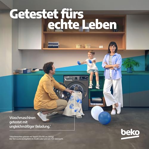Beko B3WFU59415W2 b300 Waschvollautomat, 9 kg, Waschmaschine, Restzeitanzeige, 1400 U/min, Dampffunktion, AddXtra-Nachlegefunktion, Bluetooth, StainExpert, Hygiene+ allergikergeeignet, Weiß - 3