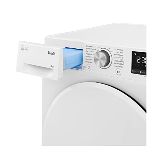 LG V3R08T, Trockner A+++, 8 kg, Wärmepumpentrockner mit Dual Inverter Wärmepumpentechnologie und Allergy Care Programm, Sensor Dry, Trockner mit Smart ThinQ-Technologie, 66 x 60 x 85 cm, Weiß - 3