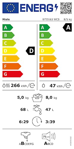 Miele WTD 163 WCS WT1 Waschtrockner – Mit Schontrommel, PerfectCare-Technologie, ProfiEco Motor und WLAN-Vernetzung – 8 kg waschen und 5 kg trocknen – Energieklasse D - 10
