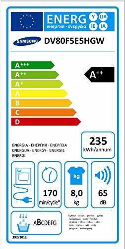 Samsung DV80F5E5HGWEG Wärmepumpentrockner / A++ / 8 kg / Vollgrafisches LED Display / Diamond Pflegetrommel / weiß -